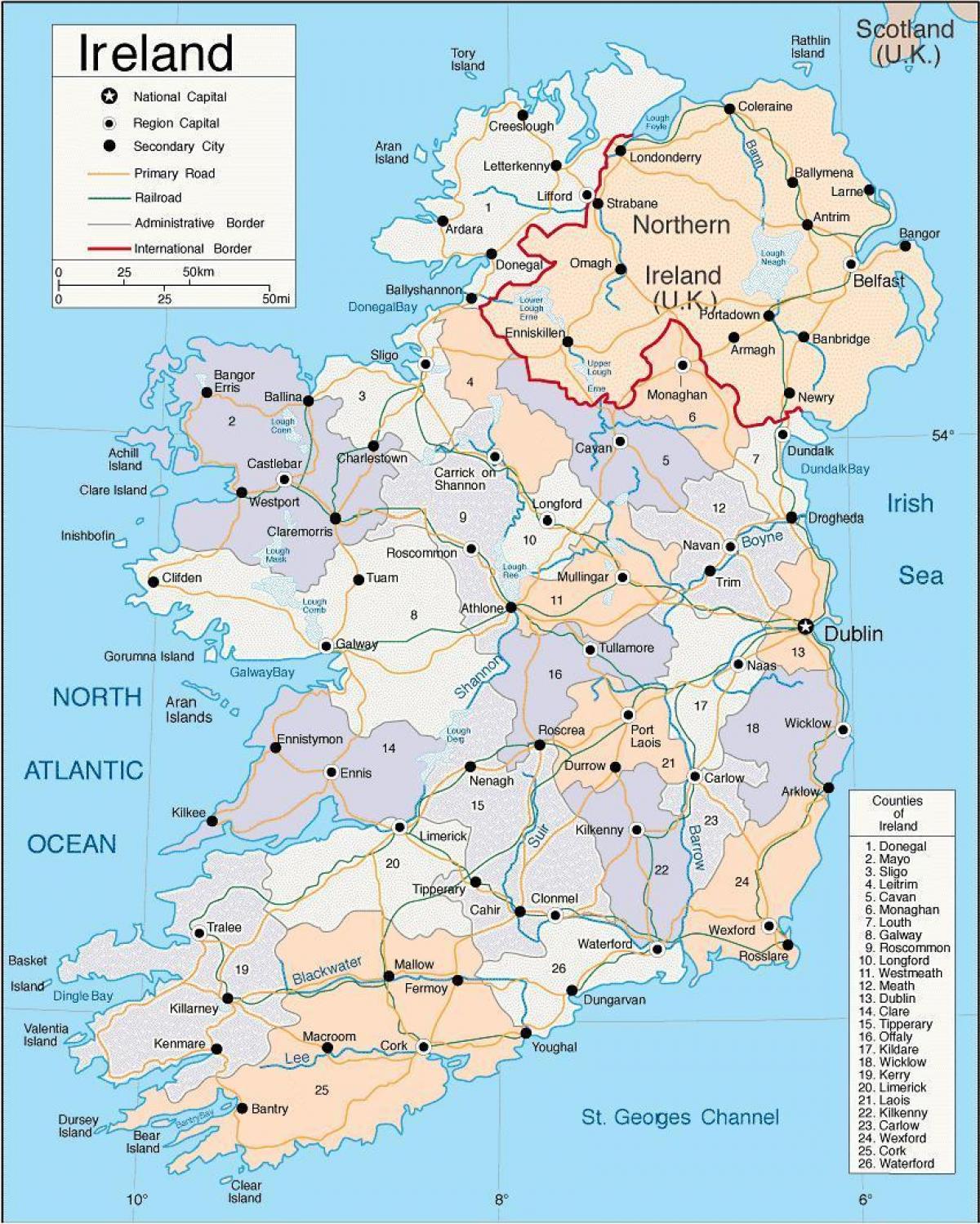 karte īrija, parādot pilsētu