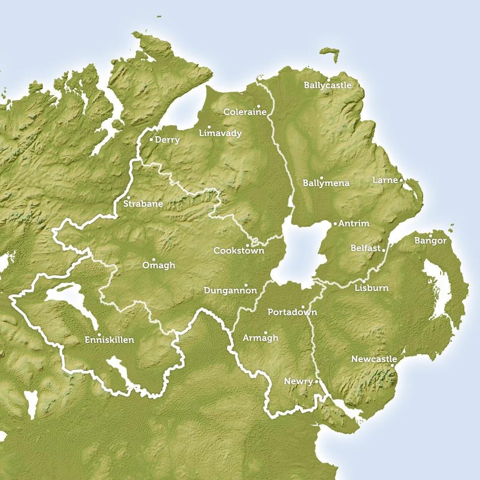 karte upēs, ziemeļīrijā