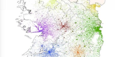 Īrijas iedzīvotāju blīvums karte