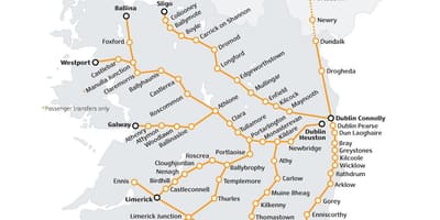 Vilcienu ceļa īrijā karte
