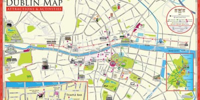 Karte dublinā, īrijā tūrisma objektiem